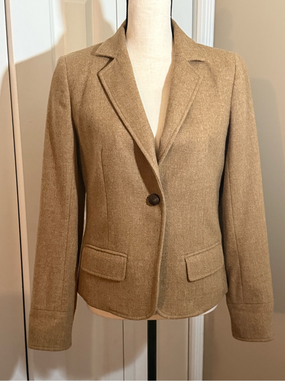 J. Crew Tailored Camel Notch-Lapel Wool Blend Blazer